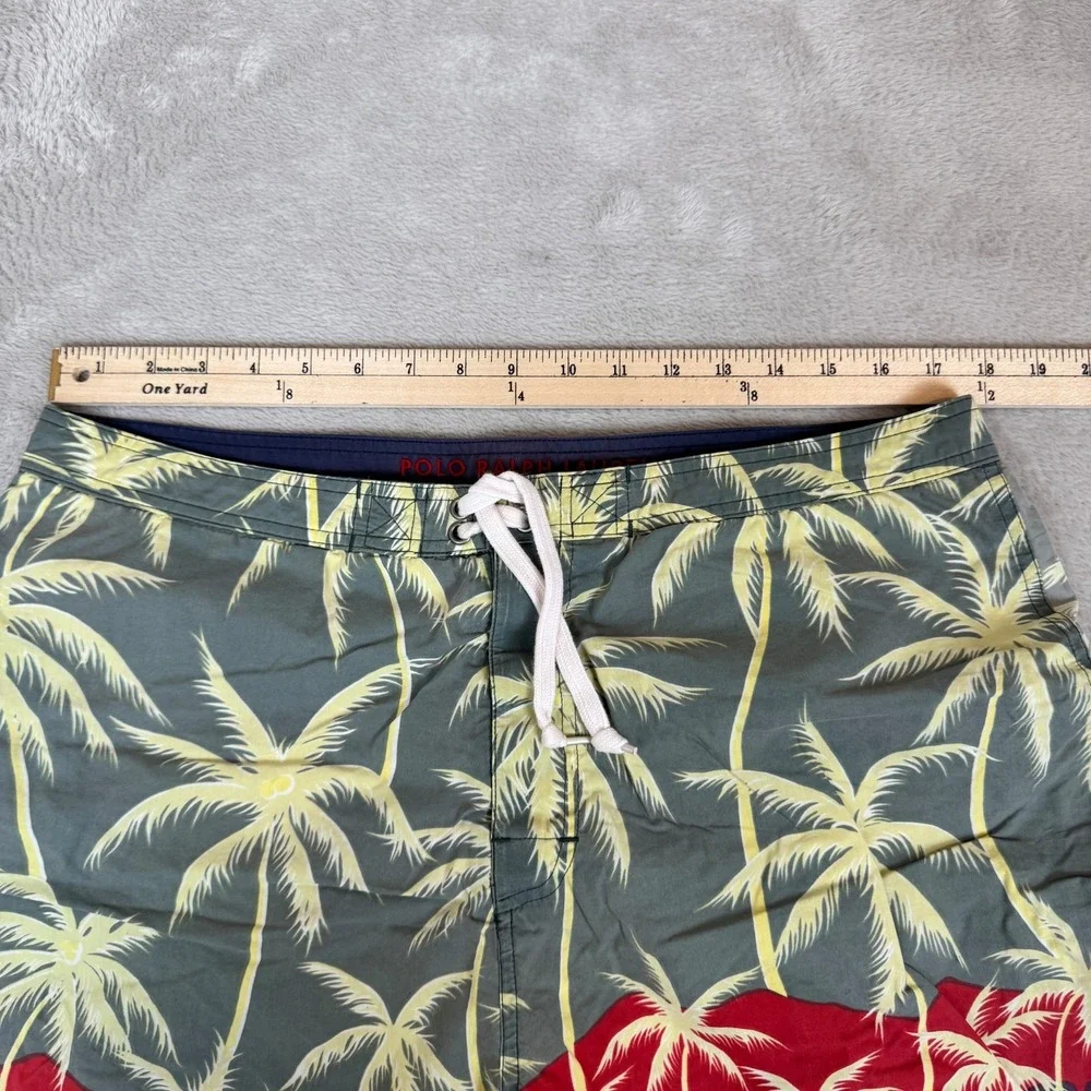 Vintage 90s Polo Sport Ralph Lauren Hawaiian Tropical Swim Trunks Mens 36 Green‎